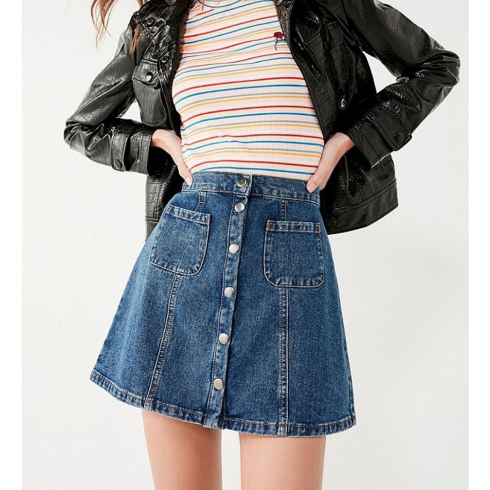UO BDG Button Up Front Denim Skirt